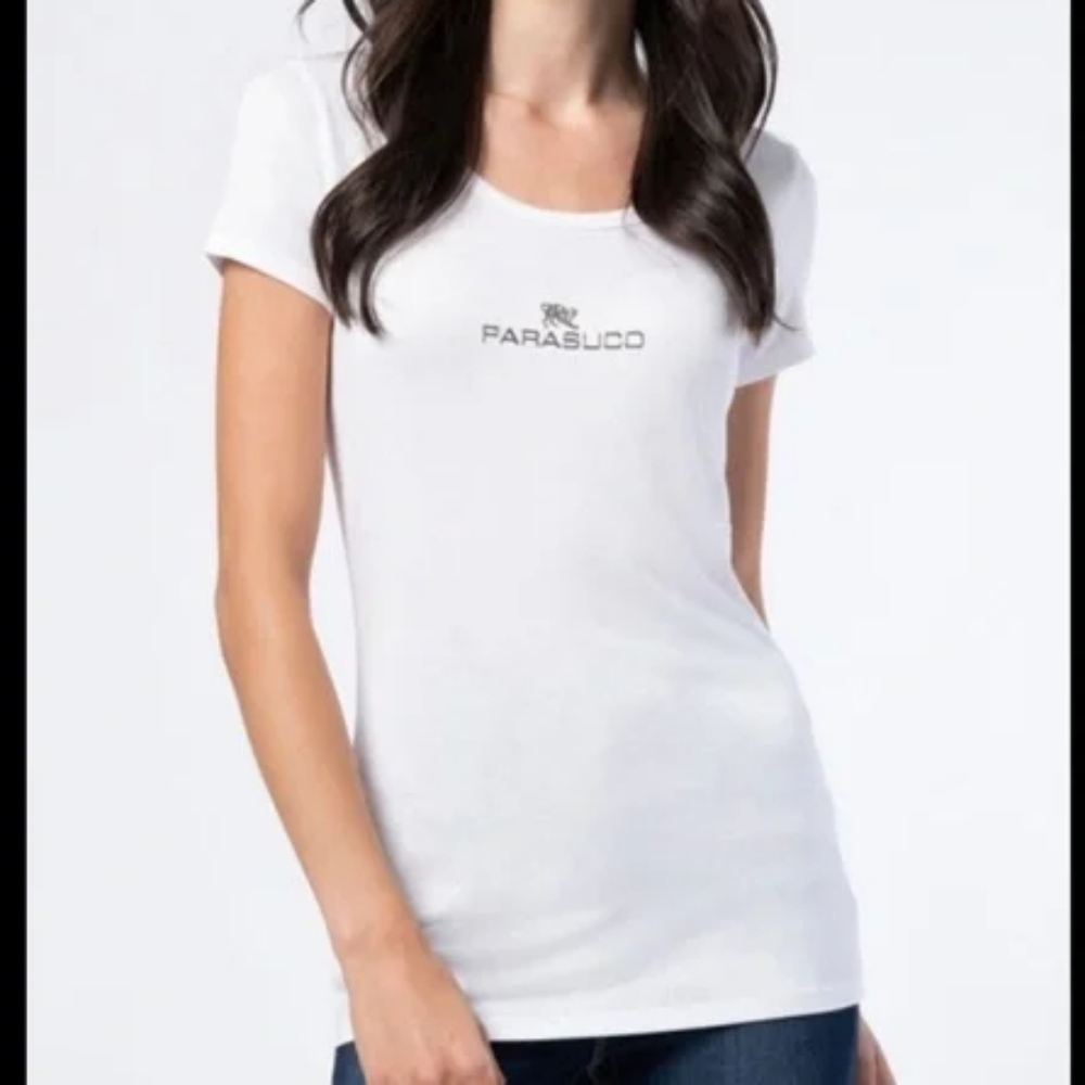 PARASUCO | BNWOT | White & Silver Logo Short Sleeve Tee Shirt Medium